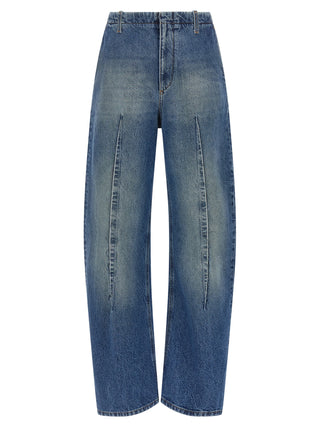 Blue Cotton High-Waisted Jean