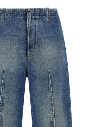 Blue Cotton High-Waisted Jean