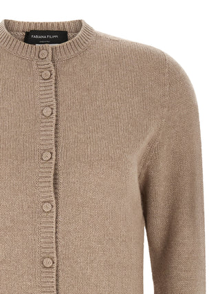 Beige Virgin Wool Cardigan