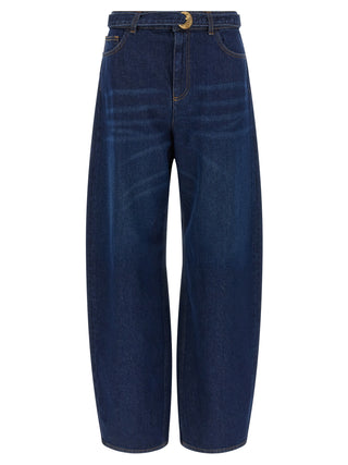 Blue Cotton High-Waisted Jean