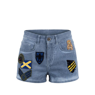 Blue Cotton Women Shorts