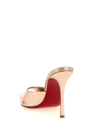 Gold Calfskin Stiletto Heel Sandals
