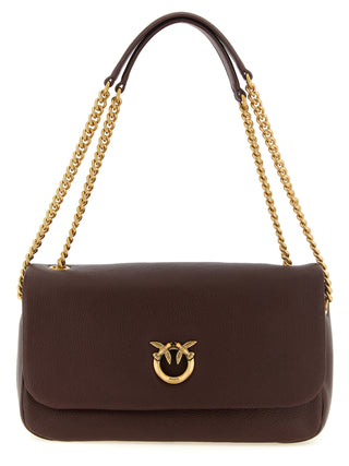 Bolso de hombro de piel de cordero marrón  