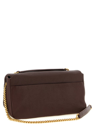Bolso de hombro de piel de cordero marrón  