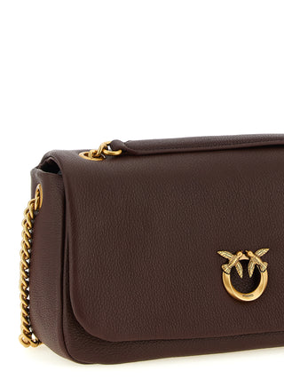 Bolso de hombro de piel de cordero marrón  