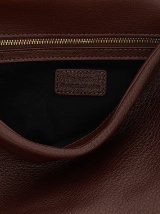 Bolso de hombro de piel de cordero marrón  