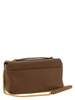 Brown Lamb Leather Shoulder Bag