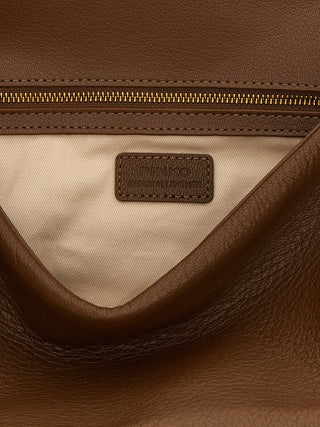 Brown Lamb Leather Shoulder Bag