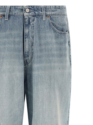 Blue Cotton Straight-Leg Jeans
