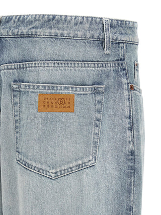Blue Cotton Straight-Leg Jeans