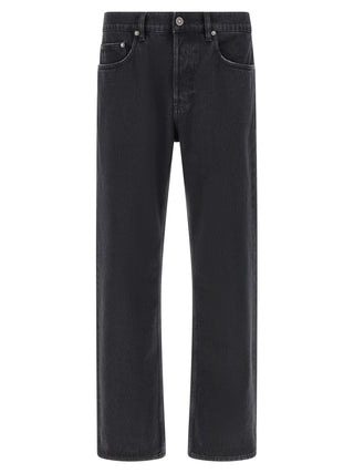 Black Cotton Straight-Leg Jeans