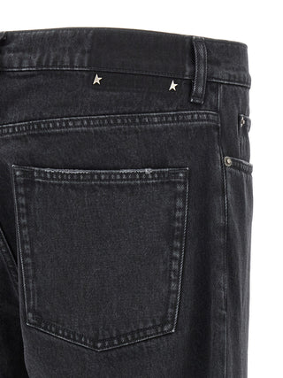 Black Cotton Straight-Leg Jeans