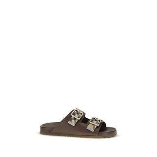 Brown Goatskin Flat Sandals