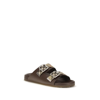 Brown Goatskin Flat Sandals