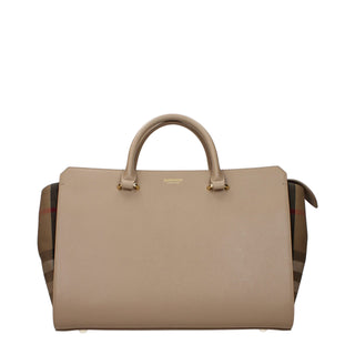 Bolso de mano de cuero beige