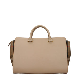 Bolso de mano de cuero beige
