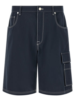 Blue Cotton Bermuda Shorts