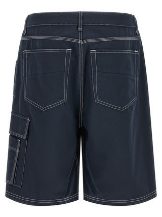 Blue Cotton Bermuda Shorts