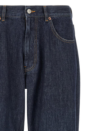 Blue Cotton Straight-Leg Jeans
