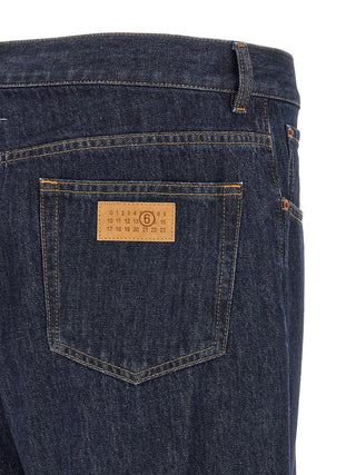 Blue Cotton Straight-Leg Jeans