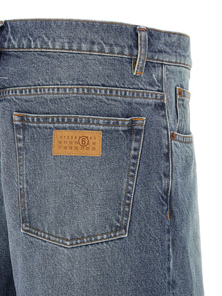 Blue Cotton Straight-Leg Jeans