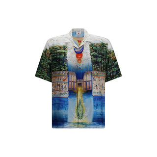 Camisa de seda con estampado multicolor