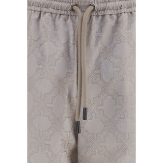 Beige Cotton Casual Pants