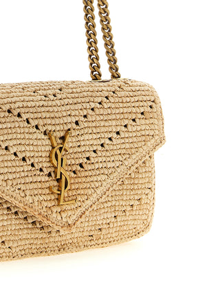 Beige Raffia Shoulder Bag