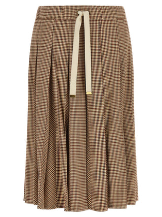Beige Viscose Midi Skirt