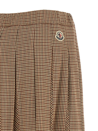 Beige Viscose Midi Skirt