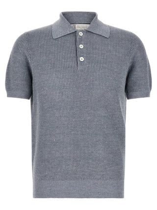 Blue Linen Polo Shirt