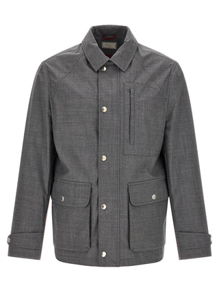 Gray Virgin Wool Full-Length Jacket