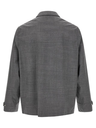 Gray Virgin Wool Full-Length Jacket