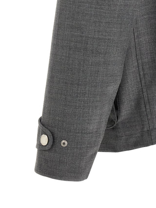 Gray Virgin Wool Full-Length Jacket