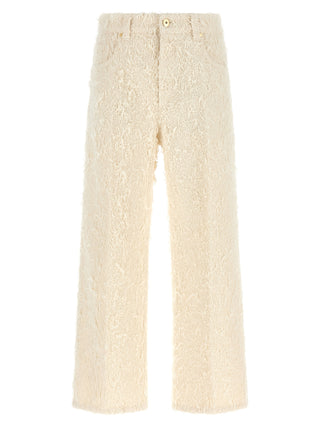 Beige Cotton Casual Pants