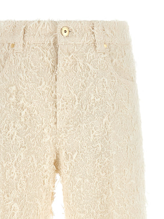Beige Cotton Casual Pants