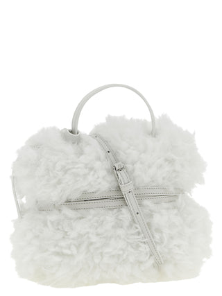 Bolso de mano de cuero blanco