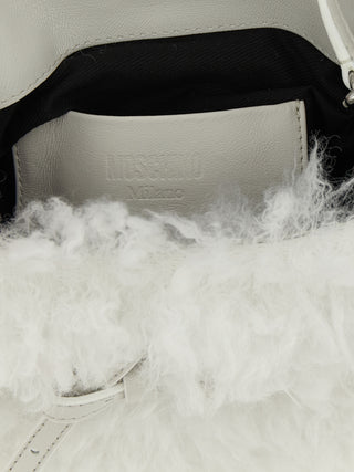 Bolso de mano de cuero blanco