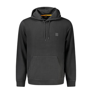 Black Cotton Men's Hooded Sweatshirt