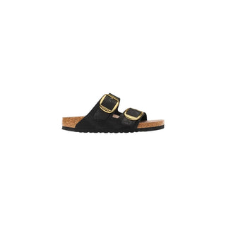 Black Synthetic Flat Sandals