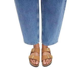 Brown Leather Flat Sandals