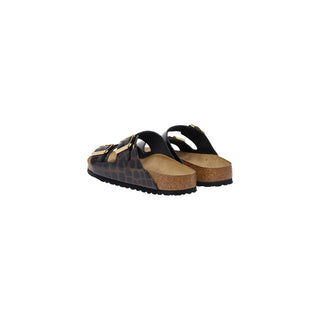 Black Leather Flat Sandals