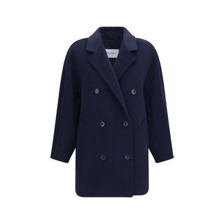 Chaqueta larga de lana azul Oves Aries
