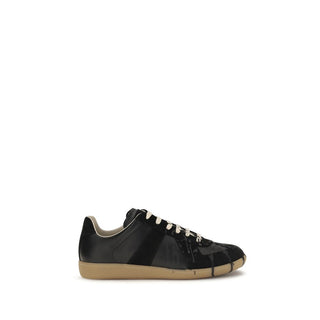 Zapatillas deportivas negras de ante y cuero