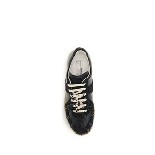 Black Suede Leather Athletic Sneakers