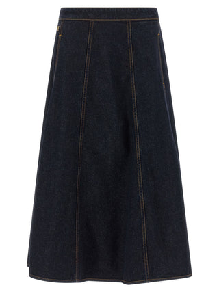 Blue Cotton Mini Skirt