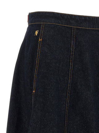 Blue Cotton Mini Skirt