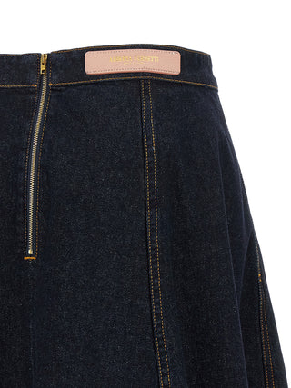 Blue Cotton Mini Skirt