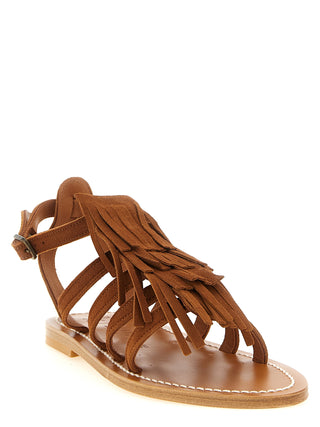 Brown Goatskin Flat Sandals
