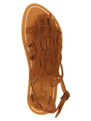 Brown Goatskin Flat Sandals